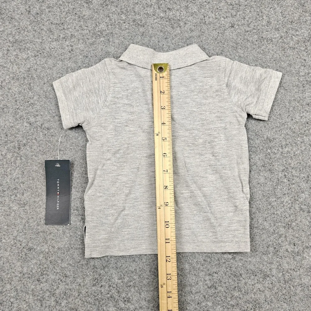 Tommy Hilfiger‎ Polo Shirt Baby Boys 3-6M Gray Striped Logo Short Sleeve New